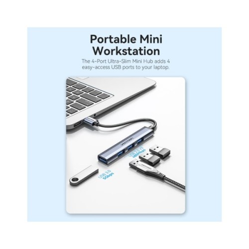 Концентратор Vention USB 3.0 to 1xUSB 3.0 + 3xUSB 2.0 0.15m gray (CKOHB)