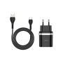 Зарядний пристрій HOCO C12Q Smart USB QC3.0 + cable USB to USB-C 18W Black (6931474716293)
