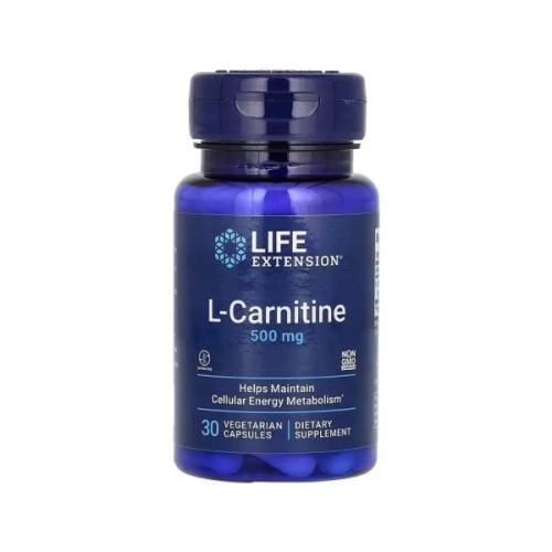 Вітамінно-мінеральний комплекс Life Extension L-Карнітин, 500 мг, L-Carnitine, 30 вегетаріанських капсул (LEX-15323)