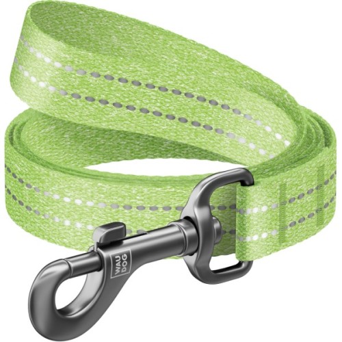 Повідець для собак WAUDOG Re-cotton світловідбивний L-XXL Ш 25 мм Д 500 см салатовий (40175)