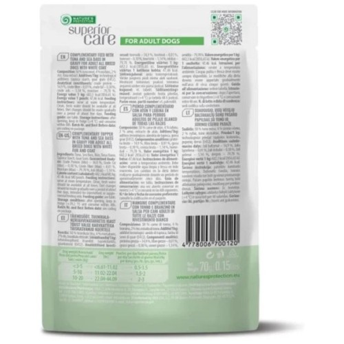 Вологий корм для собак Nature's Protection Superior Care White Dogs Adult Tuna & Sea Bass 70 г (UNINPSC70012)