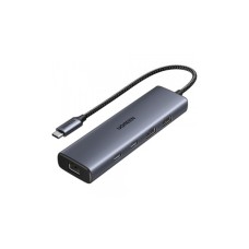 Концентратор Ugreen USB-C to 1xUSB-A 3.2 + 1xUSB-A 2.0 + 2xUSB-C 3.2 + RJ45 + PD CM512 gray (45320)
