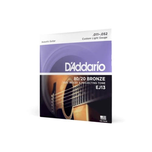 Струни для гітари D'Addario 80/20 Bronze Custom Light (11-52) (EJ13)