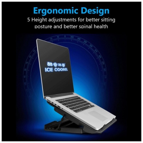 Підставка до ноутбука IceCoorel 10-15.6", 6*60mm 2500 RPM, 2*USB, 353x255x32mm, Black (A9)