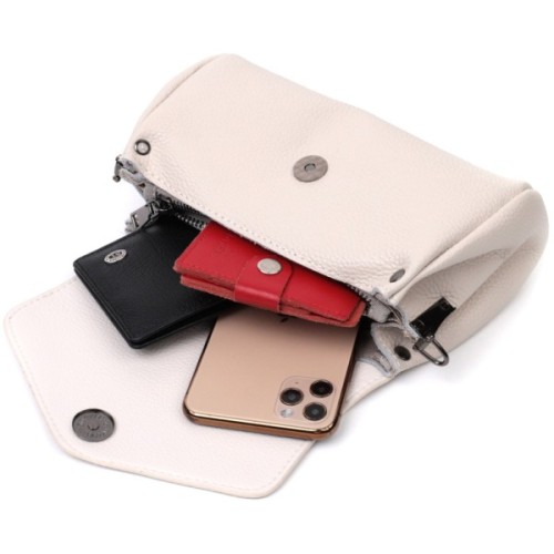 Сумка Vintage Шкіряна жіноча з трикутним клапаном Біла (22255)