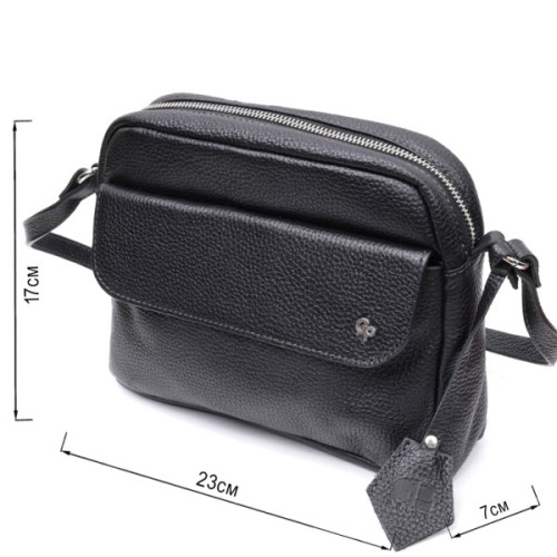 Сумка Grande Pelle Крос-боді з натуральної шкіри Чорна (11651)