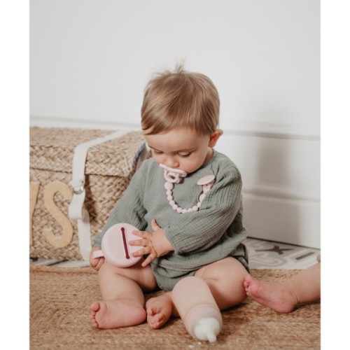 Пляшечка для годування Suavinex Colour Essence, 240 мл, силіконова, 240 мл, фізіологічна соска повільний потік, , світло-рожева (308654)