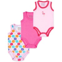 Боді дитяче Luvable Friends 3 шт без рукавів з малюнком для дівчаток (37310.9-12 F)