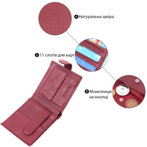 Гаманець ST Leather З натуральної шкіри Бордовий (22554)