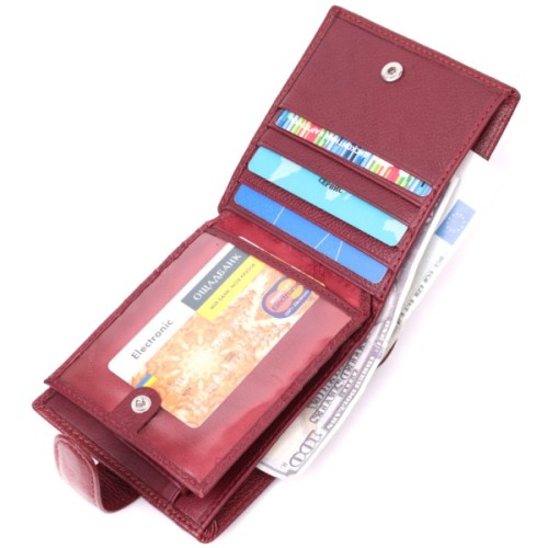 Гаманець ST Leather З натуральної шкіри Бордовий (22554)