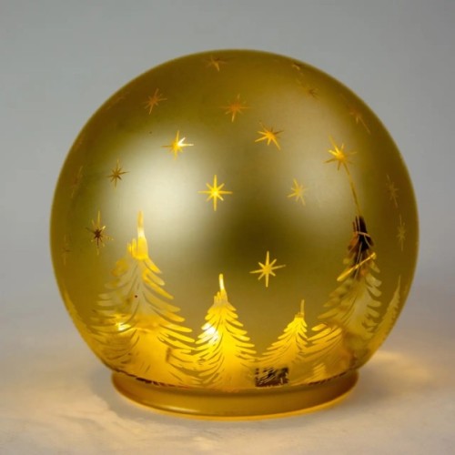 Прикраса декоративна Chomik світильник Куля, скляний, LED 12x11см, золотий (5900779881846)