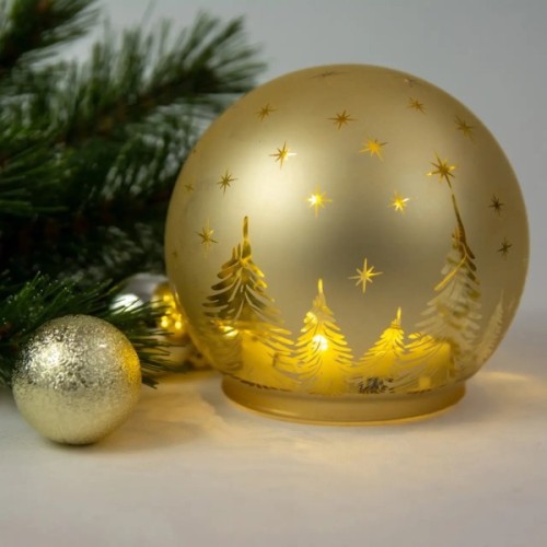 Прикраса декоративна Chomik світильник Куля, скляний, LED 12x11см, золотий (5900779881846)