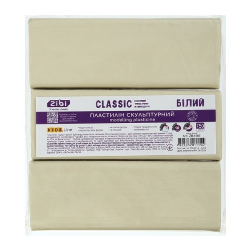 Пластилін ZiBi KIDS Line -2 скульптурний CLASSIC білий, 750 г (ZB.6287)