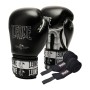 Боксерські рукавички Leone GN208 Iconic Black 16 унцій (бинти в комплекті) (GN208_Black_16oz)