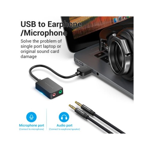 Звукова плата Vention Audio USB 2х3,5 мм jack 0.15m (CDYB0)