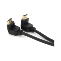 Кабель мультимедійний HDMI M to HDMI M 1.0m V1.4 90° corner black Merlion (YT-HDMI-1.0m/90°-90°)