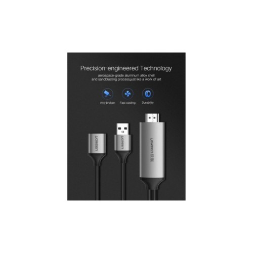 Кабель мультимедійний USB to HDMI 1.5m gray Ugreen (50291)