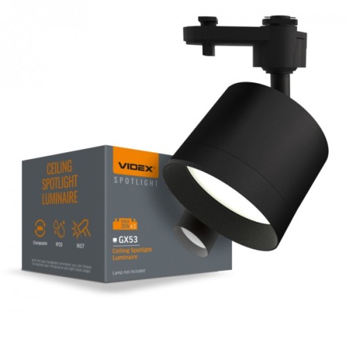Світильник Videx під лампу GX53 трековий Чорний (VL-SPF17C-B)