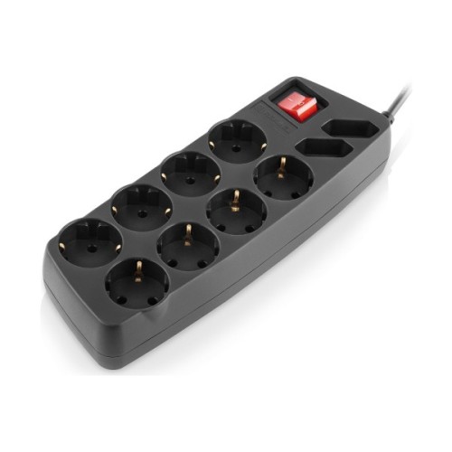 Мережевий фільтр живлення REAL-EL REAL-EL RS-10 Protect, 3m, black (EL122300039)