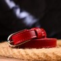 Ремінь Grande Pelle Вузький жіночий з натуральної шкіри Червоний (21440)