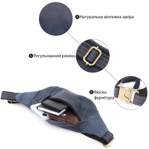 Сумка Shvigel З натуральної шкіри Синя (23123)