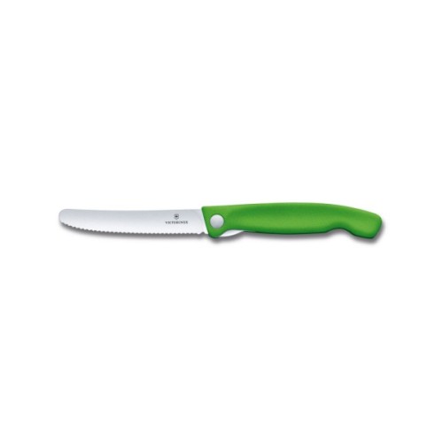 Кухонний ніж Victorinox SwissClassic Foldable Paring 11 см Serrated Green (6.7836.F4B)