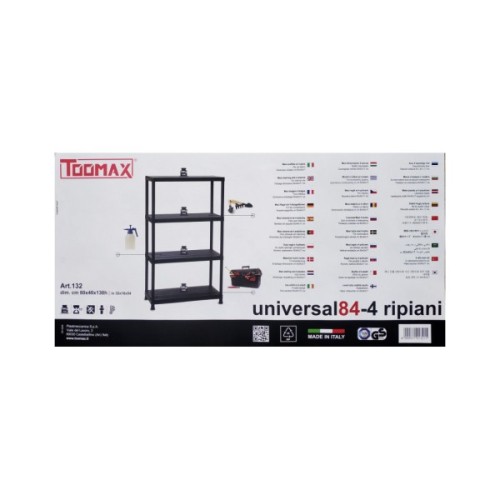 Стелаж Toomax 4 полиці cm. 80x40x138h black (5140)