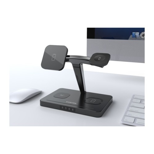 Зарядний пристрій Canyon wireless charger WS-404 15W 4in1 Black (CNS-WCS404)