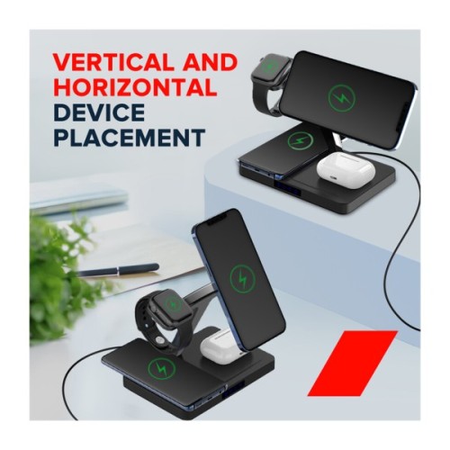 Зарядний пристрій Canyon wireless charger WS-404 15W 4in1 Black (CNS-WCS404)