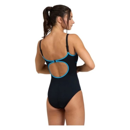 Купальник Arena Tania Clip Back Swimsuit One P 005974-580 чорний, блакитний 44 (3468336866429)