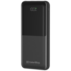 Батарея універсальна ColorWay 10 000 mAh PD/22.5W, QC/3.0, LCD, Black (CW-PB100LPB3BK-PDD)