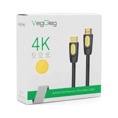 Кабель мультимедійний HDMI M to HDMI M 5.0m V2.0 4K UHD black VEGGIEG (YT-HDMI(M)/(M)HA-5/19714)