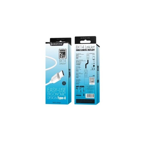 Дата кабель USB 2.0 AM to USB-C 2.0m 2.4A white BOROFONE (6957531090021)