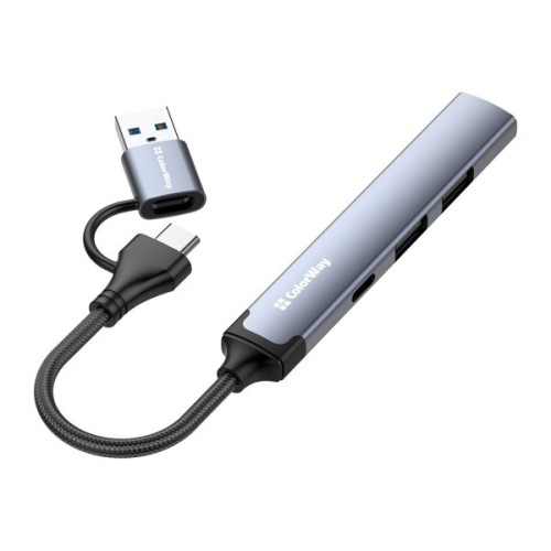 Концентратор ColorWay USB-A/USB-C 4-in-1 USB2.0х2/USB3.0/USB-C2.0 (CW-HUB06)