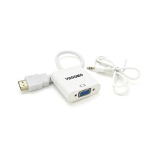 Перехідник HDMI M to VGA F + Audio 0.25m white VEGGIEG (YT-C-H-V2W)