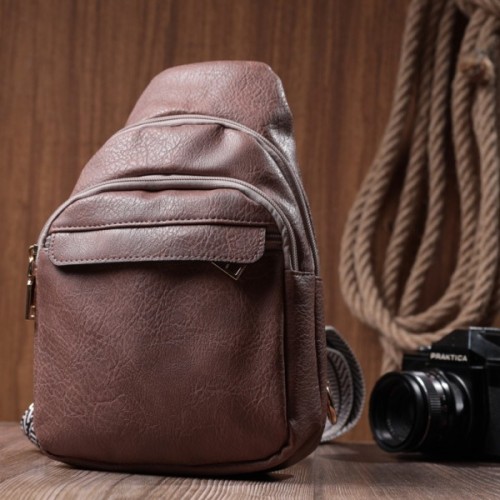 Сумка Vintage З отвором для навушників з екошкіри Коричнева (22786)