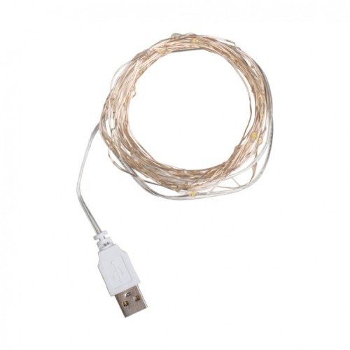 Гірлянда YES! Fun Нитка на мідному дроті 50 LED Тепло-біла 5 м Статична USB (975040)