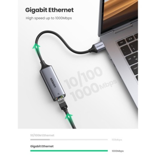 Перехідник USB 3.0 AM to RJ45 Ethernet 1000Mbps CM209 Ugreen (50922)