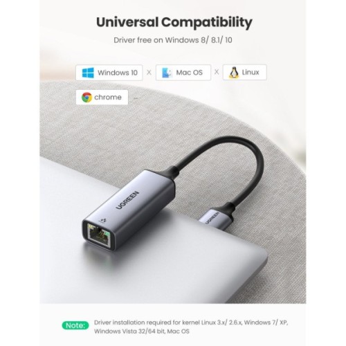 Перехідник USB 3.0 AM to RJ45 Ethernet 1000Mbps CM209 Ugreen (50922)