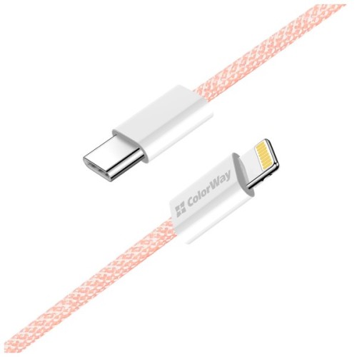 Дата кабель USB-C to Lightning 1.0m 27W pink ColorWay (CW-CBPDCL061-P)