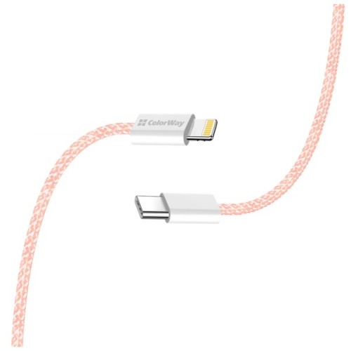 Дата кабель USB-C to Lightning 1.0m 27W pink ColorWay (CW-CBPDCL061-P)