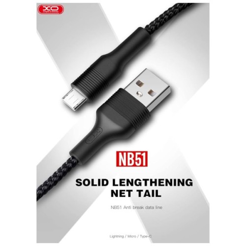 Дата кабель USB 2.0 AM to Micro 5P 1.0m 2.1A black XO (NB51-M-1-BK)