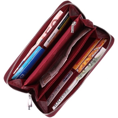 Гаманець ST Leather З натуральної шкіри Бордовий (22560)