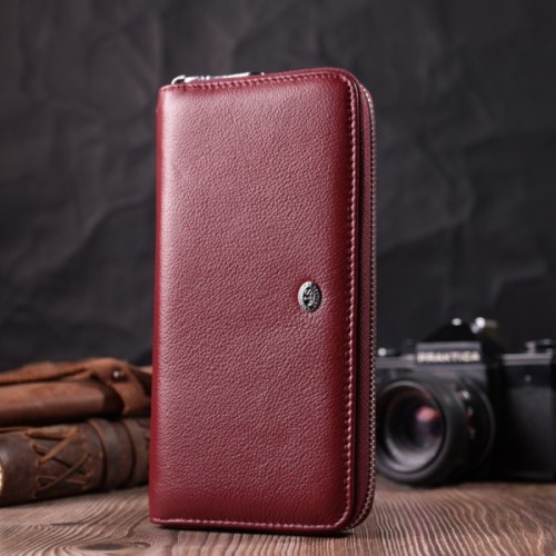 Гаманець ST Leather З натуральної шкіри Бордовий (22560)
