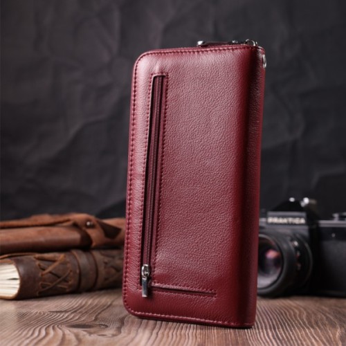 Гаманець ST Leather З натуральної шкіри Бордовий (22560)