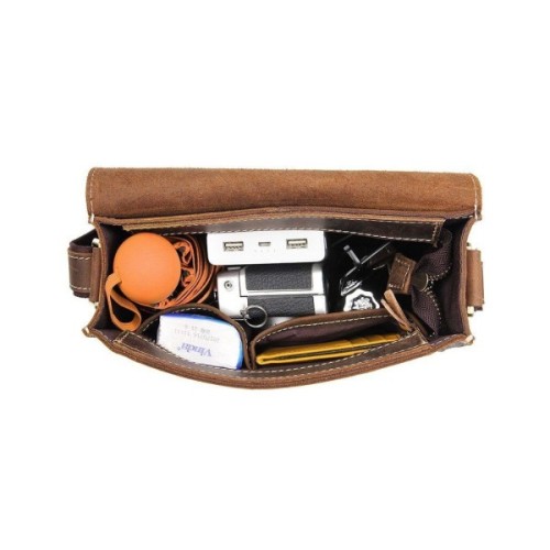 Сумка Vintage Чоловіча у вінтажній шкірі Коричнева (14980)