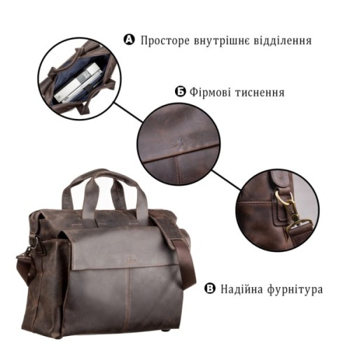 Сумка Shvigel Шкіряна Коричнева (11119)