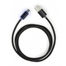 Дата кабель USB 2.0 AM to USB-C 1.0m LED black Vinga (VCPDCTCLED1BK)