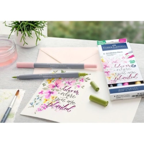 Художній маркер Faber-Castell набір акварельних двосторонніх Goldfaber Aqua Dual Marker Lettering , 6 кольорів (32311)