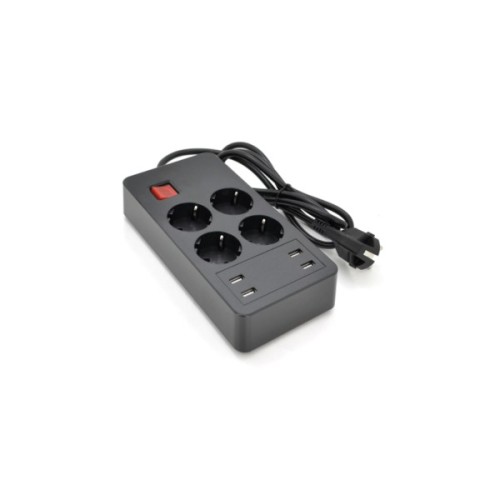 Мережевий фільтр живлення Voltronic 4 роз, 4USB 5V-2.4A, 250V/4000W Black (P-EU4U4S-4000W)